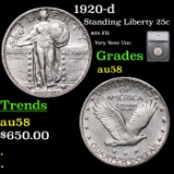 1920-d Standing Liberty Quarter 25c Graded au58 By SEGS