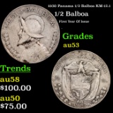 1930 Panama 1/2 Balboa KM-12.1 Grades Select AU