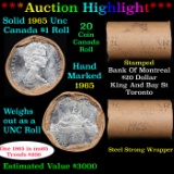 ***Auction Highlight*** Full Roll of Silver 1965 Canadian Dollar with Queen Elizabeth II, 20 Coins i