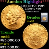 ***Auction Highlight*** 1883-cc Gold Liberty Double Eagle TOP POP! $20 Graded ms63 By SEGS (fc)