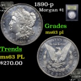 1890-p Morgan Dollar 1 Graded Select Unc PL By USCG