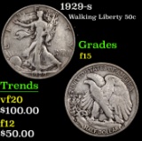 1929-s Walking Liberty Half Dollar 50c Grades f+