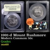 1991-d Mount Rushmore Modern Commem Half Dollar 50c Graded Gem+++++ Unc BY USCG