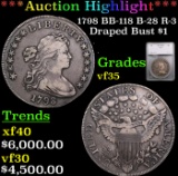 ***Auction Highlight*** 1798 Draped Bust Dollar BB-118 B-28 R-3 $1 Graded vf35 By SEGS (fc)