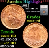 ***Auction Highlight*** 1882 Indian Cent 1c Graded ms65+ rd By SEGS (fc)