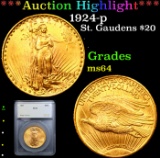 ***Auction Highlight*** 1924-p Gold St. Gaudens Double Eagle $20 Graded ms64 By SEGS (fc)