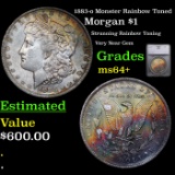 1883-o Morgan Dollar Monster Rainbow Toned $1 Graded ms64+ By SEGS