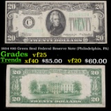 1934 $20 Green Seal Federal Reserve Note (Philadelphia, PA) Grades vf+