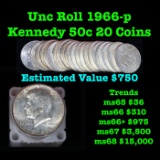 Full roll of 1966 Silver-Clad Franklin 50c, 20 Coins total Franklin Half Dollar 50c