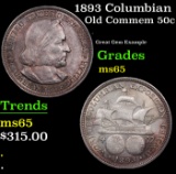 1893 Columbian Old Commem Half Dollar 50c Grades GEM Unc