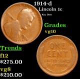 1914-d Lincoln Cent 1c Grades vg+