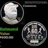 Limited Edition Babe Ruth Commemorative Medallion made of 1 Troy Ounce .999 Silvers.