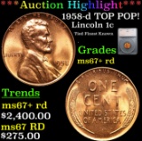 ***Auction Highlight*** 1958-d Lincoln Cent TOP POP! 1c Graded ms67+ rd By SEGS (fc)