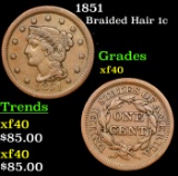 1851 Braided Hair Large Cent 1c Grades xf