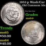 1952-p Wash/Car Old Commem Half Dollar 50c Grades Choice+ Unc