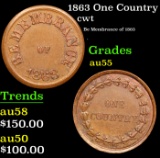 1863 One Country Civil War Token 1c Grades Choice AU