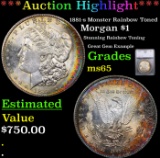 ***Auction Highlight*** 1881-s Morgan Dollar Monster Rainbow Toned $1 Graded ms65 By SEGS (fc)