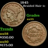 1845 Braided Hair Large Cent 1c Grades Choice AU