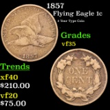 1857 LL Flying Eagle Cent 1c Grades vf++