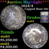 ***Auction Highlight*** 1824/4 Capped Bust Half Dollar 50c Graded Select Unc By USCG (fc)