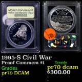Proof 1995-S Civil War Modern Commem Dollar $1 Graded GEM++ Proof Deep Cameo BY USCG