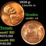 1958-p Lincoln Cent 1c Grades GEM++ RD