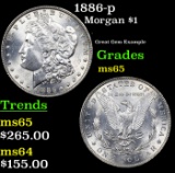 1886-p Morgan Dollar $1 Grades GEM Unc