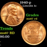 1940-p Lincoln Cent 1c Grades GEM++ Unc RD