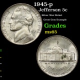 1945-p Jefferson Nickel 5c Grades GEM Unc