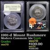 1991-d Mount Rushmore Modern Commem Half Dollar 50c Graded ms70, Perfection BY USCG