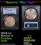 ***Auction Highlight*** PCGS 1878-cc Morgan Dollar $1 Graded ms63 By PCGS (fc)