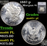 1887-p Morgan Dollar $1 Graded ms65+ pl By SEGS