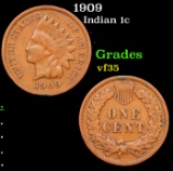 1909 Indian Cent 1c Grades vf++