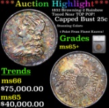 ***Auction Highlight*** 1832 Capped Bust Quarter Browning-2 Rainbow Toned Near TOP POP! 25c Graded m