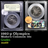 1992-p Olympics Modern Commem Half Dollar 50c Graded Gem+++++ Unc BY USCG