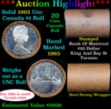 ***Auction Highlight*** Full Roll of Silver 1965 Canadian Dollar with Queen Elizabeth II, 20 Coins i