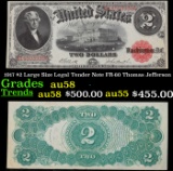 1917 $2 Large Size Legal Tender Note FR-60 Thomas Jefferson Grades Choice AU/BU Slider