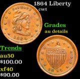 1864 Liberty Civil War Token 1c Grades AU Details