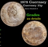 1978 Guernsey 25 Pence 25p KM-32 Grades AU Details