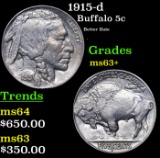 1915-d Buffalo Nickel 5c Grades Select+ Unc