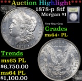 ***Auction Highlight*** 1878-p 8tf Morgan Dollar $1 Graded Choice Unc+ PL By USCG (fc)