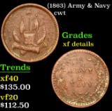(1863) Army & Navy Civil War Token 1c Grades xf details