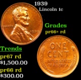 Proof 1939 Lincoln Cent 1c Grades Gem+= Proof Red