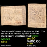 Continental Currency September 26th, 1778 $40 Fr-CC84 Printed By Hall & Sellers Grades xf+