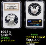 Proof NGC 1998-p Silver Eagle Dollar $1 Graded pr69 dcam By NGC