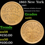 1863 New York Civil War Token 1c Grades Choice AU