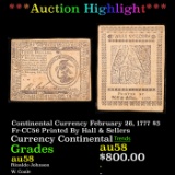 ***Auction Highlight*** Continental Currency February 26, 1777 $3 Fr-CC56 Printed By Hall & Sellers