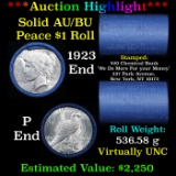 ***Auction Highlight*** AU/BU Slider Chemical Bank Shotgun Peace $1 Roll 1923 & P Ends Virtually UNC