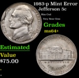 1983-p Jefferson Nickel Mint Error 5c Grades Choice+ Unc