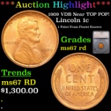 ***Auction Highlight*** 1909 VDB Lincoln Cent Near TOP POP! 1c Graded ms67 rd By SEGS (fc)